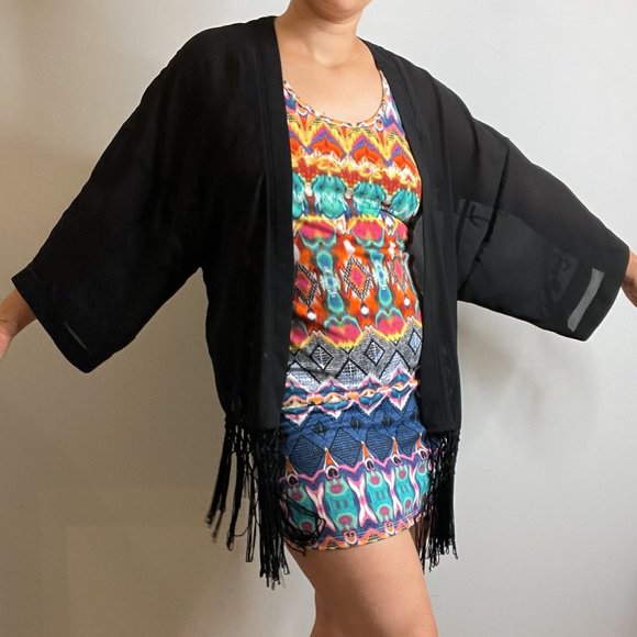 Forever 21 Contemporary Kimono with Tassels -M- - Picture 5 of 7